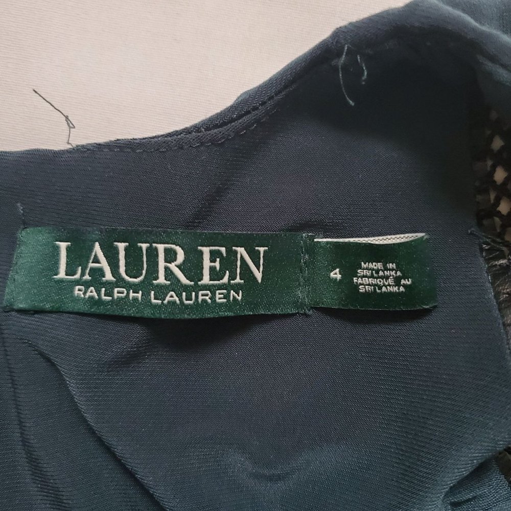 Lauren Ralph Lauren Women's Jonni Faux Leather Trim Gathered Sheath Dress Size 4 - Picture 15 of 15